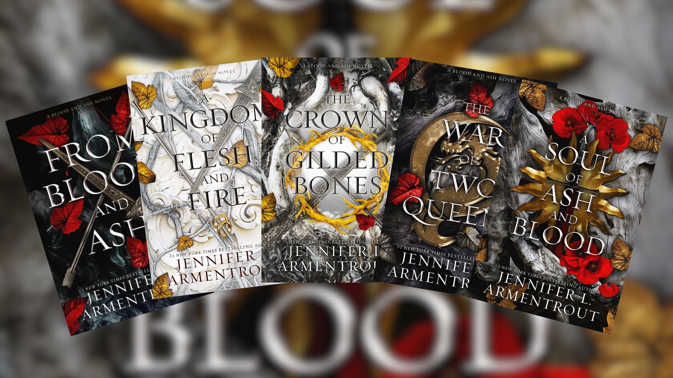 (Combo of 5) A Kingdom of Flesh and Fire + From Blood and ash + Crown of Gilded Bones + The War of Two Queens + A Soul of Ash and Blood(5 books) Paperback Ð by Jennifer L Armentrout